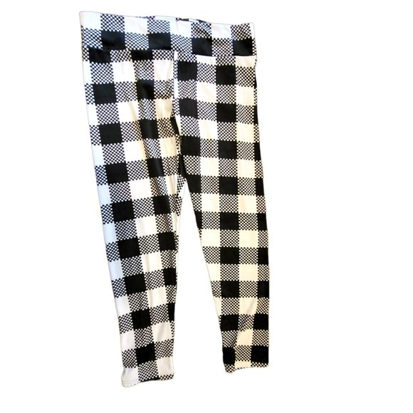 Black and White Check Leggings High Rise Juniors Size 3X (21) NWT JJ1971 - Picture 5 of 6